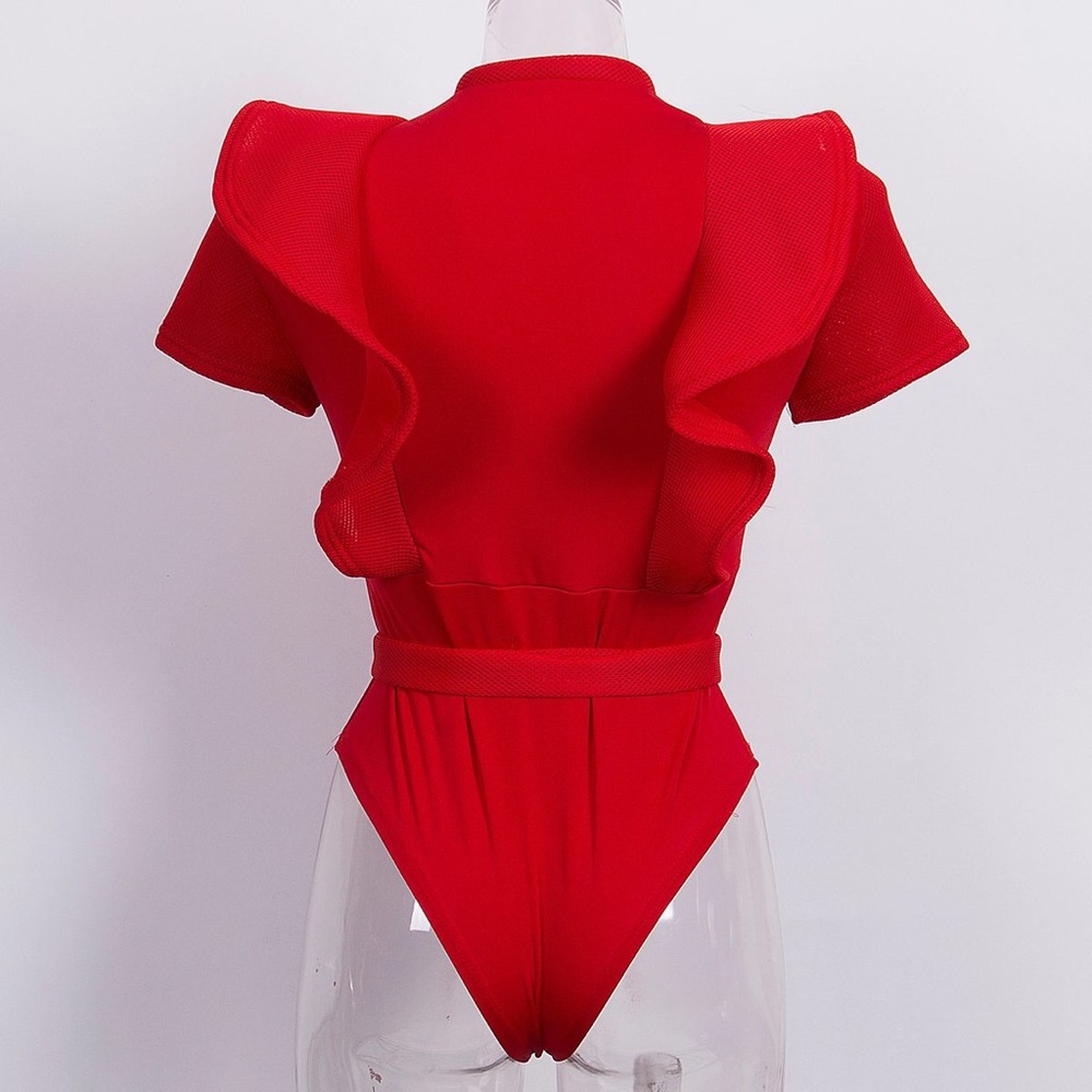 Sheer Ruffle Sleeve Body Suit - Picture 3 of 6